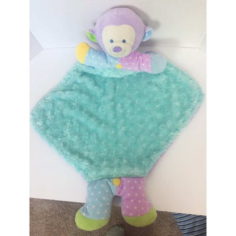 Plush‎ Monkey Lovey Security Blanket Pastel Tail Arms Legs Blue Purple Minky